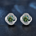 925 Sterling Silver Moissanite Four-Leaf Clover Stud Earrings