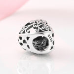 S925 Sterling Silver Heart Hollow Tree of Life Bead Pendant