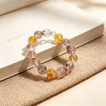 Natural Yellow Phantom Quartz Bracelet, Black Gold Super Seven Wealth Attracting Bracelet