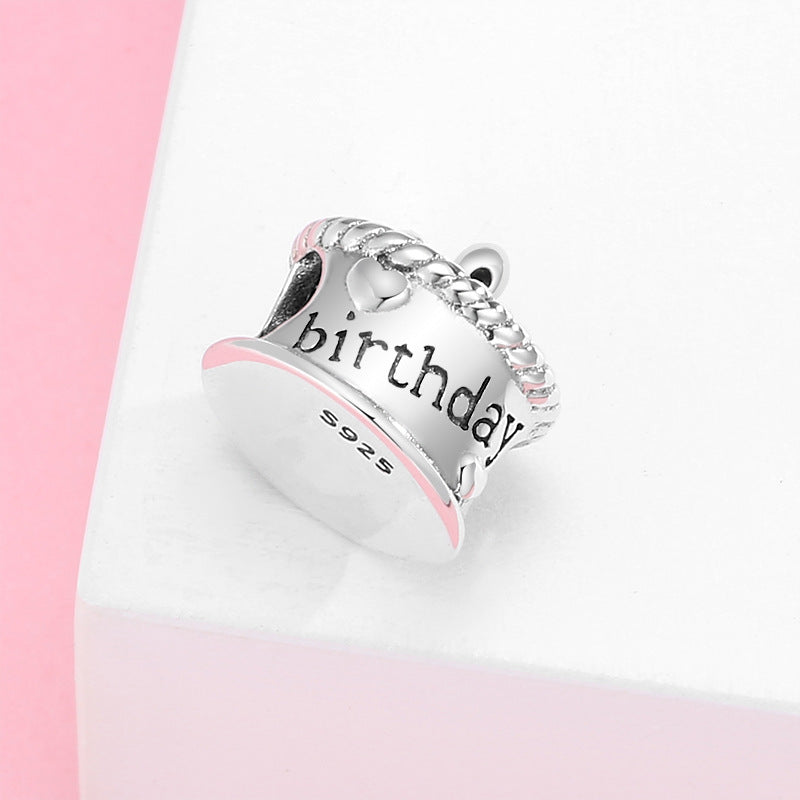 S925 Sterling Silver Birthday Cake Pendant