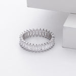 Versatile S925 sterling silver ring with rectangular zircon clusters