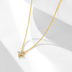 S925 Sterling Silver Plated 14K Gold Zircon Inlaid Four Leaf Clover Necklace