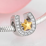 S925 Sterling Silver Star Magnet Zircon Inlaid Bead Pendant