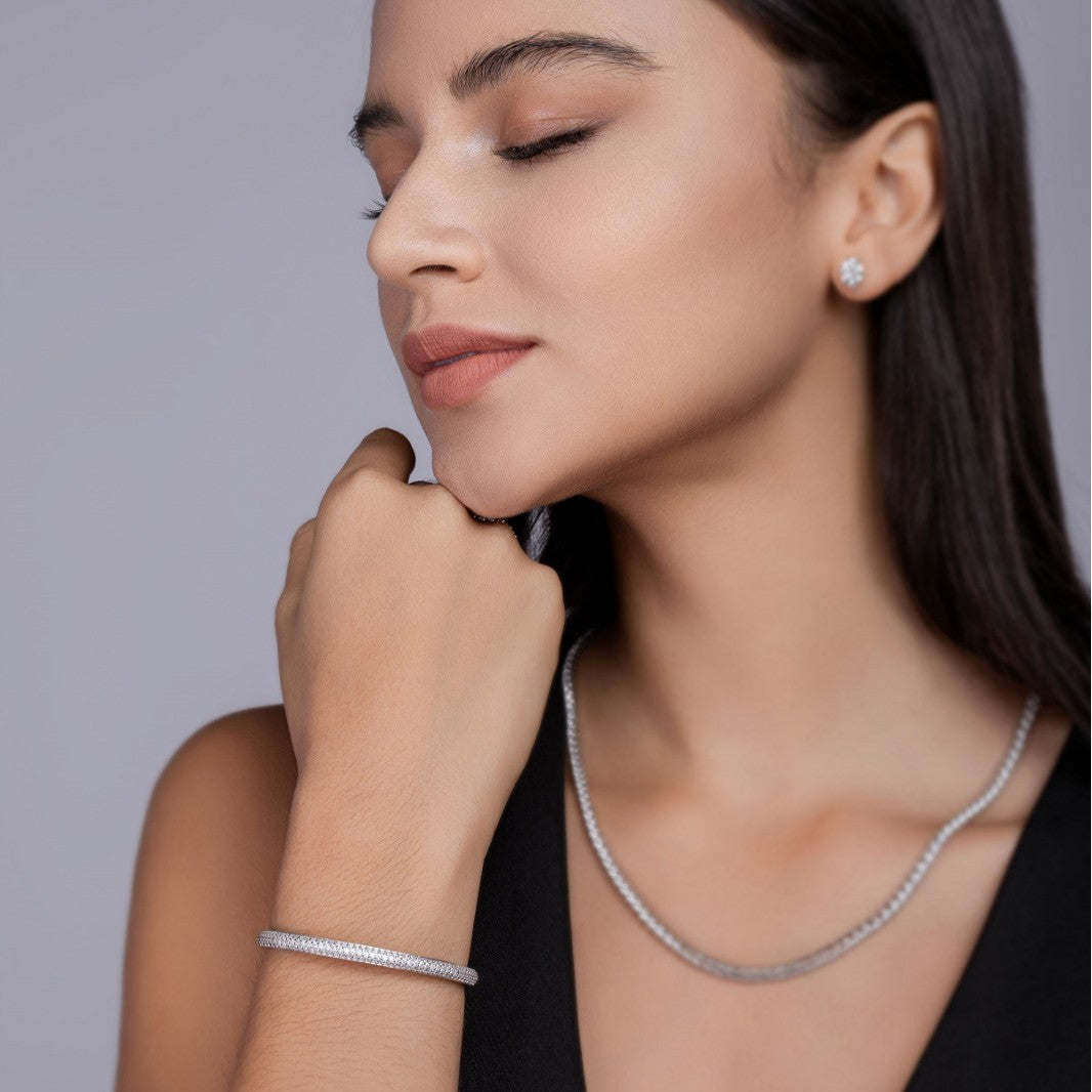 S925 Sterling Silver Moissanite Row Bracelet