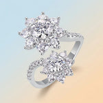 S925 Silver Statement Open-Band Moissanite Ring