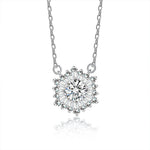 S925 Sterling Silver Moissanite Ice Flower Pendant Necklace