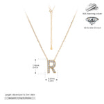 S925 Sterling Silver Simple Zircon Necklace with English Letters