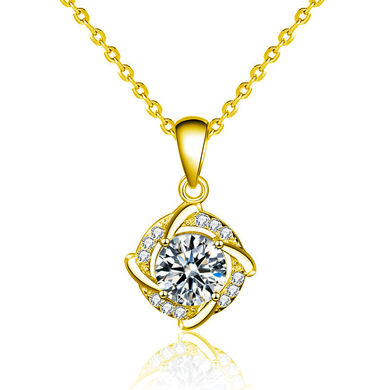 S925 Sterling Silver Moissanite Windmill Necklace