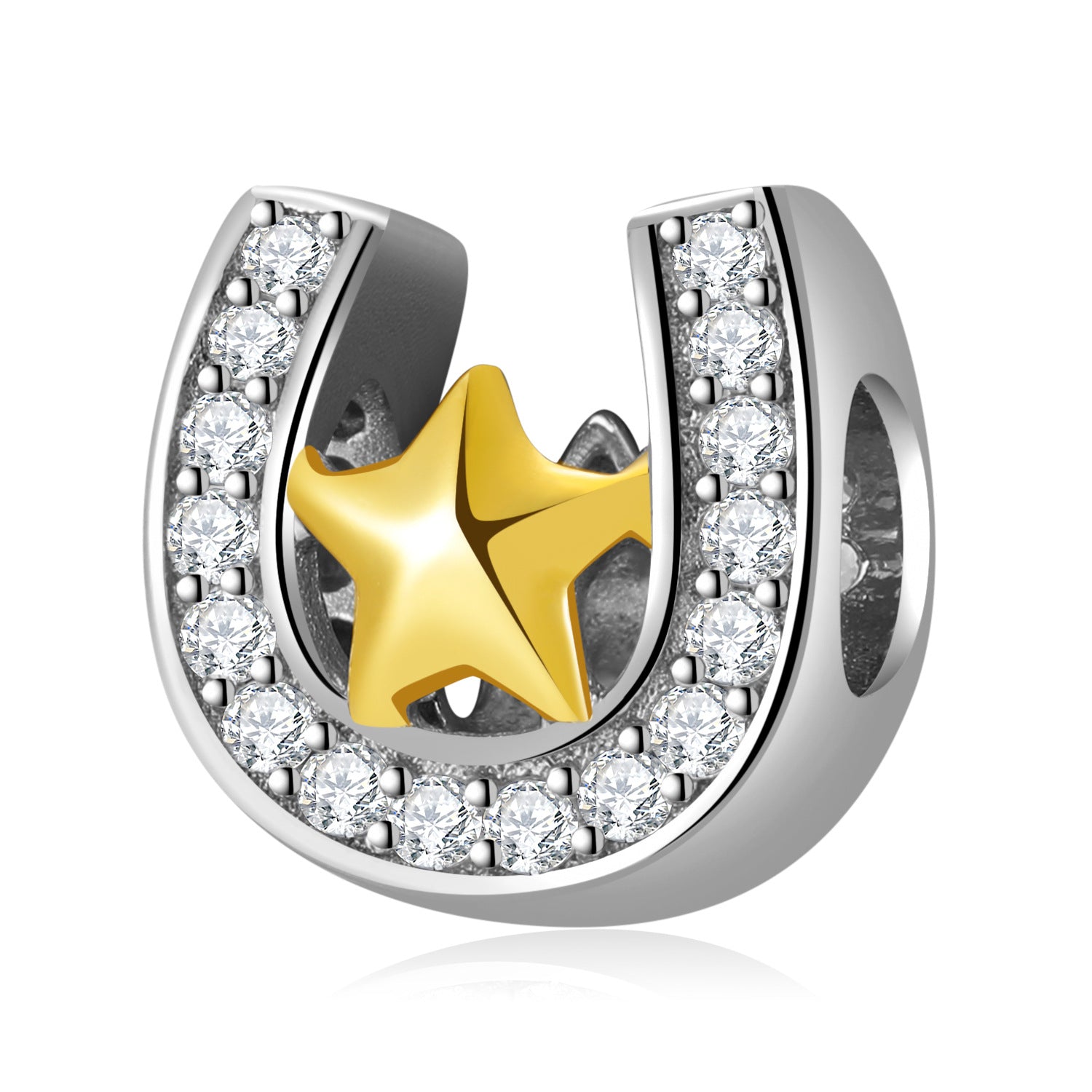 S925 Sterling Silver Star Magnet Zircon Inlaid Bead Pendant