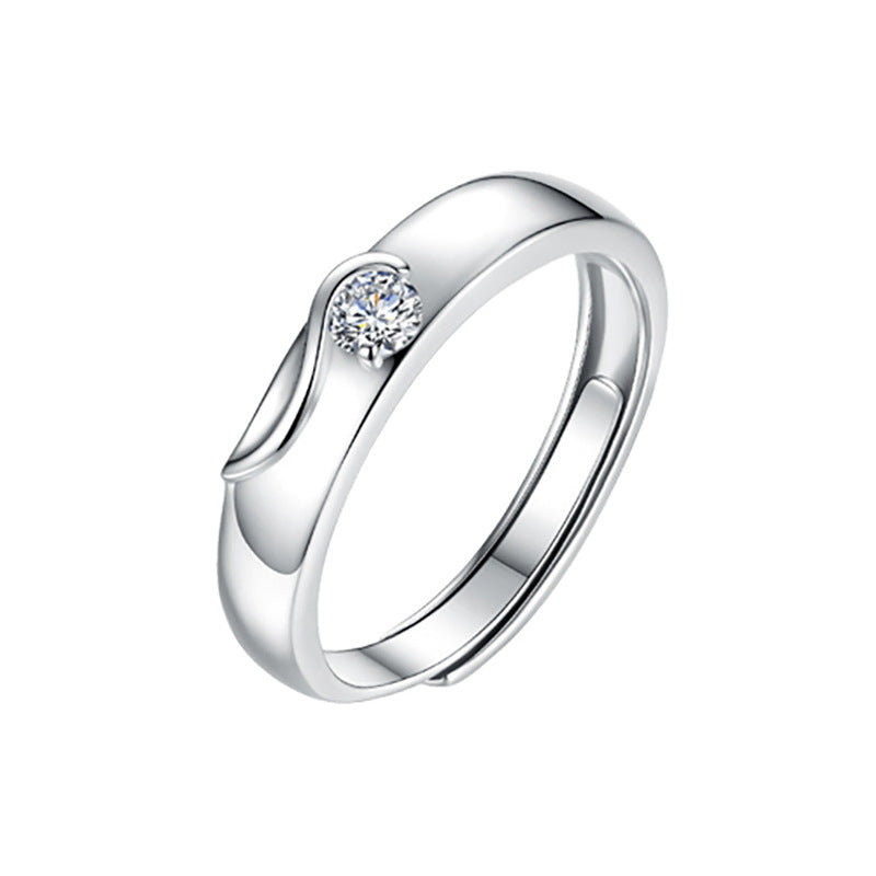 925 Sterling Silver Moissanite Angel Wing Couple Ring