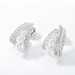 S925 Sterling Silver Vintage Lace Hollow Pearl Earrings