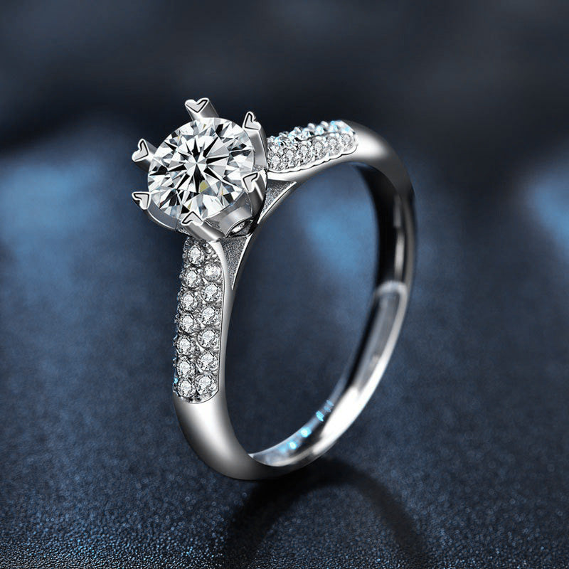 S925 Sterling Silver Queen Moissanite Ring