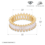 Versatile S925 sterling silver ring with rectangular zircon clusters