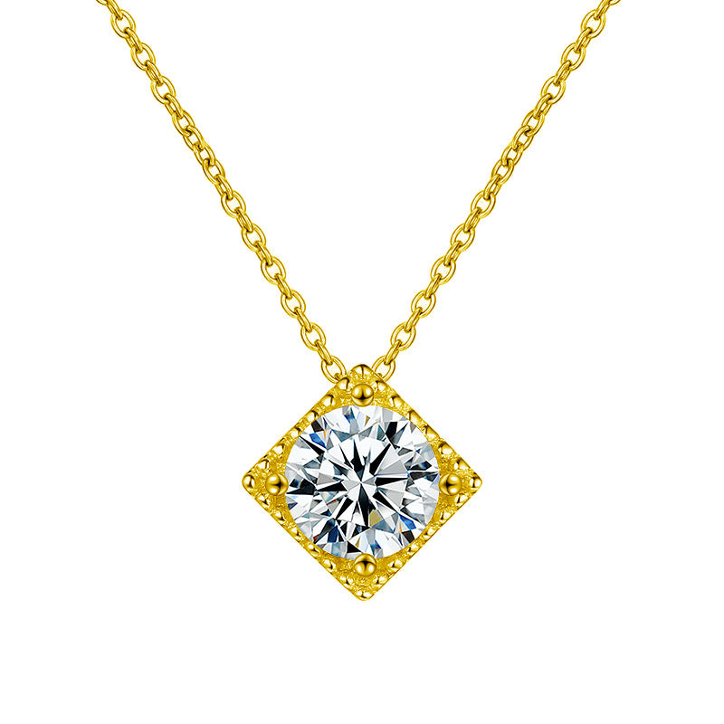 S925 Sterling Silver Moissanite Simple Cube Sugar Necklace