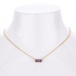 Rectangular colored zircon s925 sterling silver December birthstone collar necklace