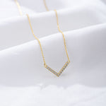 S925 Sterling Silver Zircon Inlaid V-Shaped Necklace