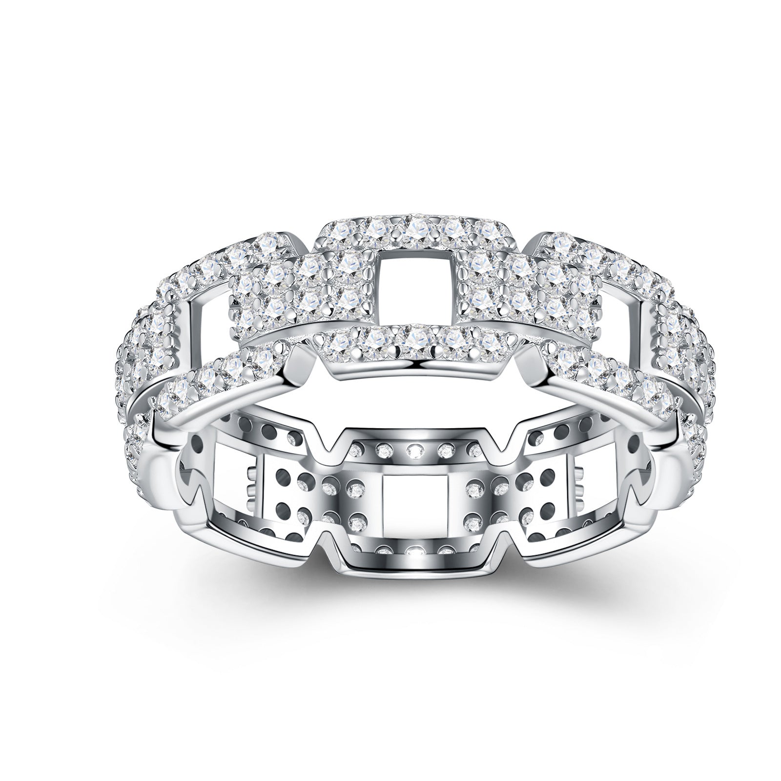 S925 Silver Pavé-Set Moissanite Ring