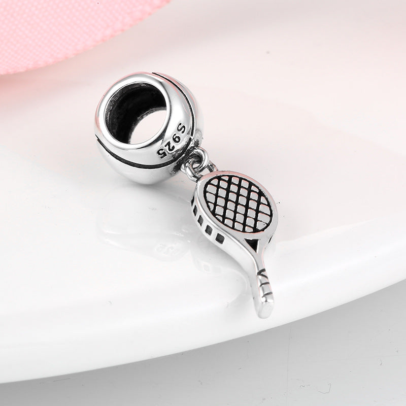 S925 Sterling Silver Tennis Rackets Bracelet Pendant
