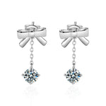 Premium & Niche Tassel Earrings — 925 Silver & Moissanite Bowknot Design