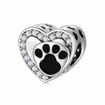 S925 Sterling Silver Plain Dog Paw Print Bead Pendant