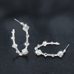 Moissanite S925 sterling silver bamboo C-shaped earrings