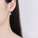 Stylish and elegant 925 sterling silver radiant-cut moissanite earrings