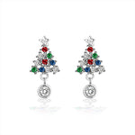 Moissanite Colorful Diamond Christmas Tree Stud Earrings — 925 Sterling Silver