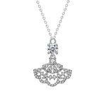 S925 Sterling Silver Moissanite Small Skirt Diamond Inlaid Fan Pendant Necklace