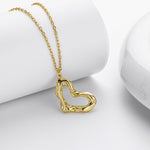 S925 Sterling Silver Irregular Wrinkles Heart Necklace