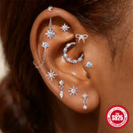 S925 Sterling Silver Bow Moissanite Flat-Back Threaded Cartilage Stud(Single unit)