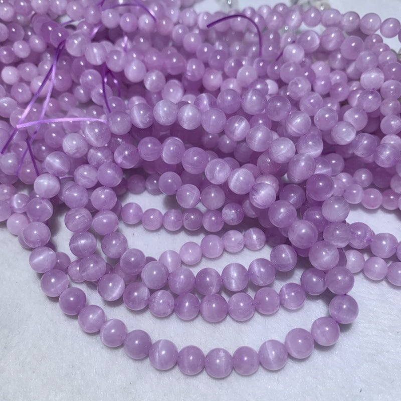 Natural Multi-Strand Dark Kunzite Crystal Bracelet with Cat's-Eye Effect