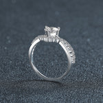S925 Sterling Silver Heart Moissanite Diamond Accent Surround Ring