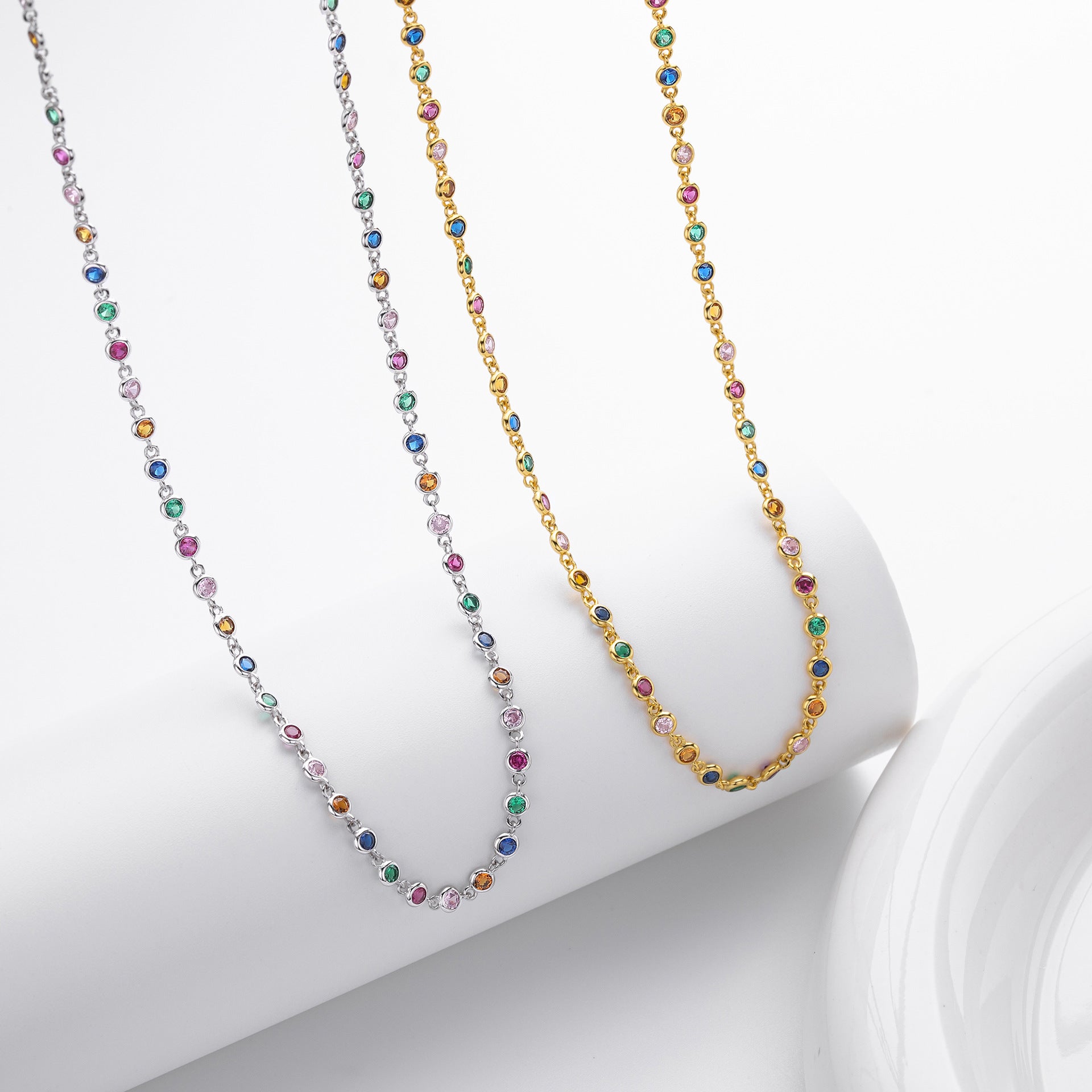 Dopamine Colored Zirconium Necklace in 925 Sterling Silver