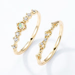 S925 Sterling Silver Gold-Plated Opal Ring Set