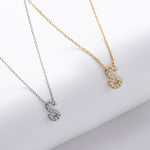 S925 Sterling Silver Simple Zircon Necklace with English Letters
