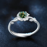 925 Sterling Silver Sunflower Moissanite Ring