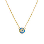 S925 Sterling Silver Devil's Eye Round Blue White Zircon Inlaid Necklace