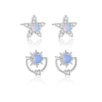 S925 Sterling Silver Opal Star Stud Earrings