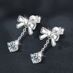 Premium & Niche Tassel Earrings — 925 Silver & Moissanite Bowknot Design