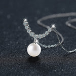 S925 Sterling Silver Moissanite Smile Pearl Necklace