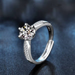 925 Sterling Silver Six-Prong Moissanite Ring