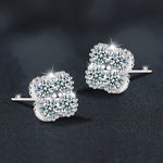 S925 Sterling Silver Moissanite Four-Leaf Clover Stud Earrings