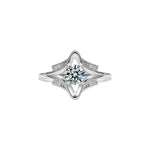 S925 Sterling Silver Four-Pointed Star Moissanite Ring