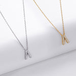 S925 Sterling Silver Simple Zircon Necklace with English Letters