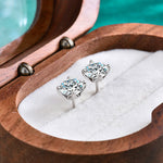 S925 Sterling Silver Flower Bud Four-Prong Moissanite Stud Earrings