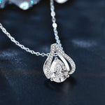 S925 Sterling Silver Moissanite Water Drop Heart of the Ocean Pendant Necklace