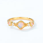 S925 Sterling Silver Gold-Plated Artificial Opal Ring