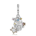 S925 Sterling Silver Ice Cream Cup Star Zircon Pendant