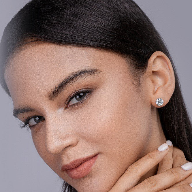 S925 Silver Six-Prong Moissanite Stud Earrings