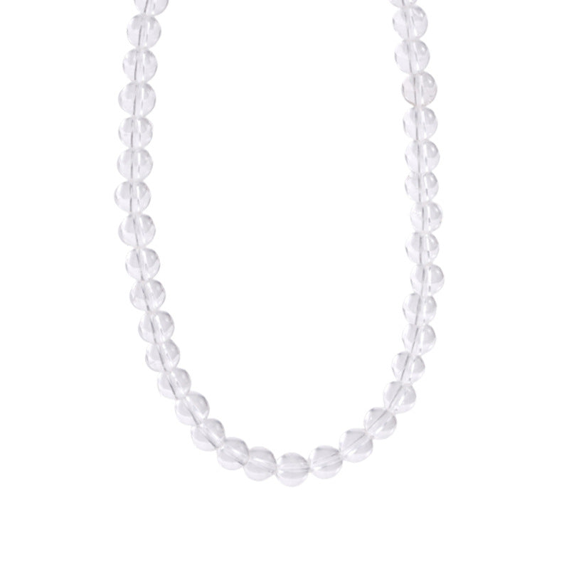 S925 sterling silver natural white crystal necklace